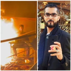 Rekaman yang beredar luas di media sosial menunjukkan Ahmed Mansour, seorang reporter kantor berita Palestine Today, dibakar hidup-hidup saat warga Palestina dan petugas penyelamat berusaha keras menyelamatkannya. (Via X)